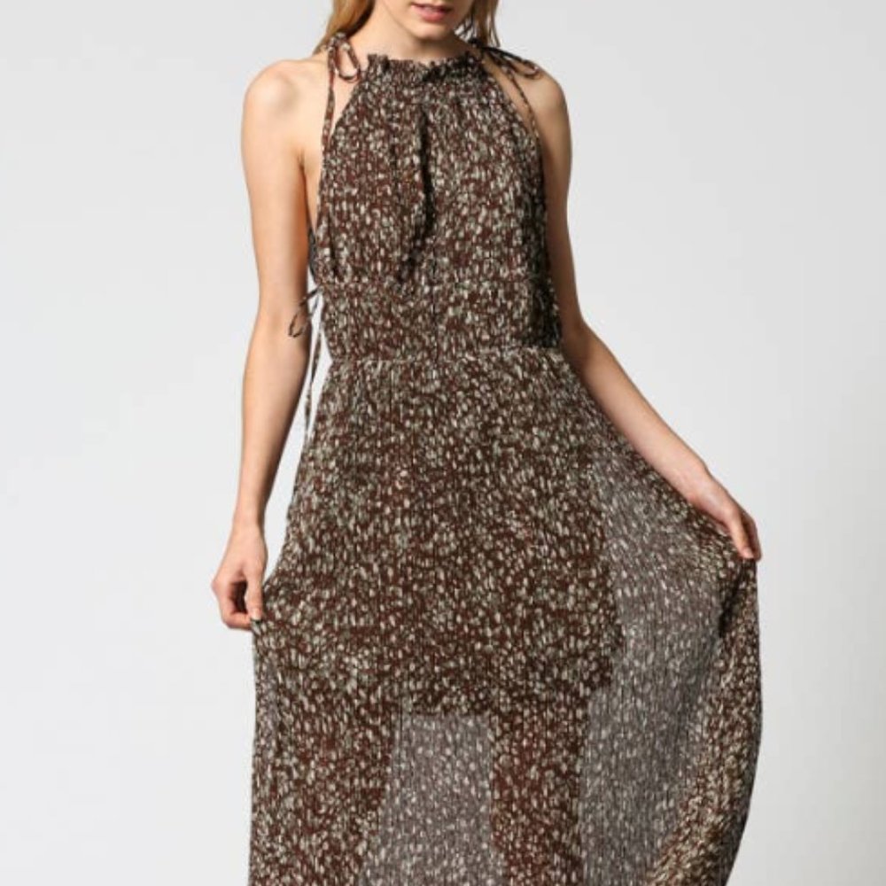 April Floral Maxi Halter Dress